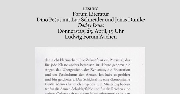 Ludwig Forum Aachen Forum Literatur Dino Pesut ArtJunk