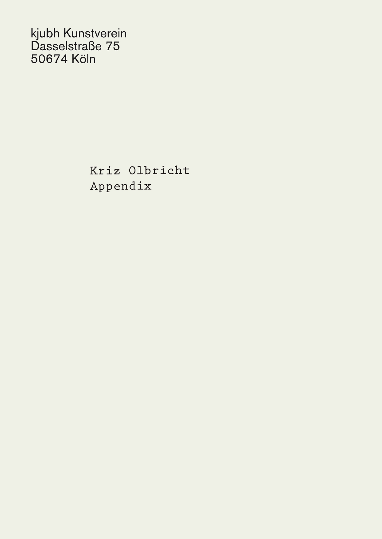 kjubh Kunstverein Kriz Olbricht ArtJunk